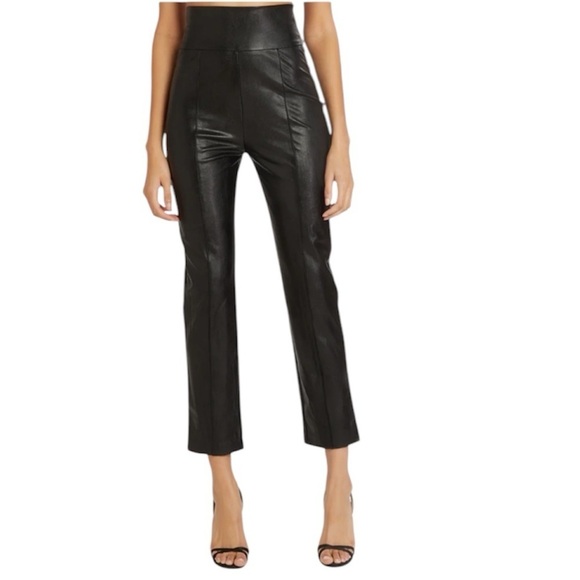 Amanda Uprichard | Black Vegan Leather Romana Pants Size Small - Picture 1 of 8